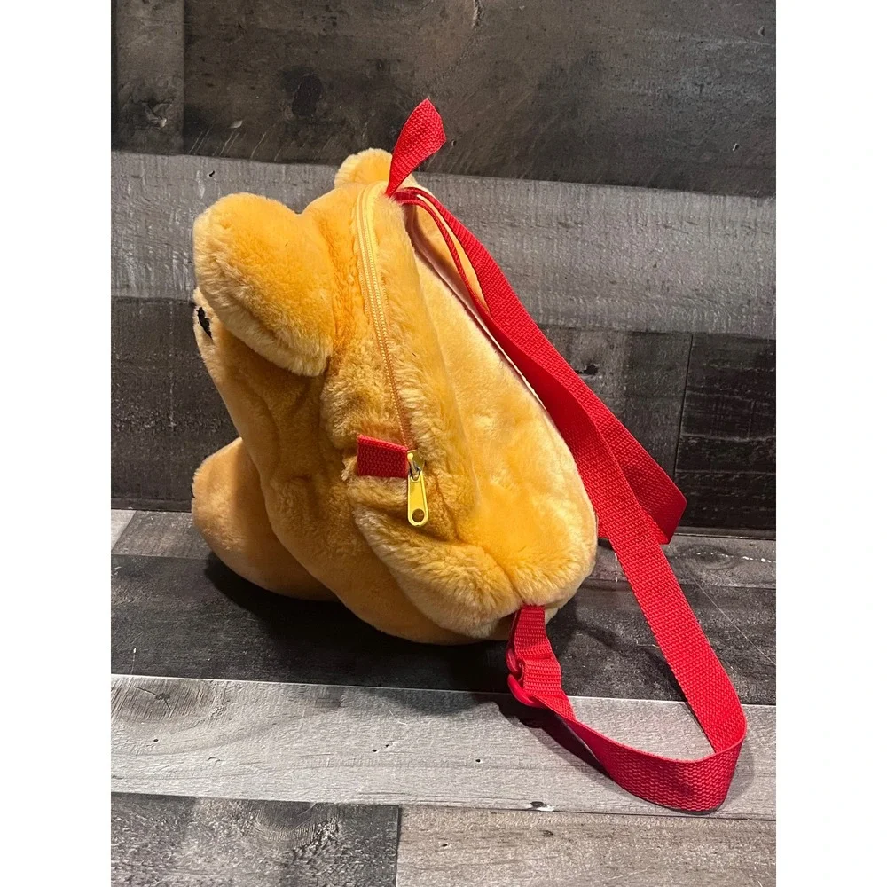 Disney Store Winnie the Pooh Plush Character Head Backpack Yellow Red Straps